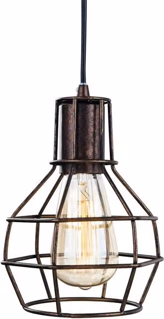 Firstlight Clipper 1 Light Wire Ceiling Pendant in Rustic Brown with E27 Fitting