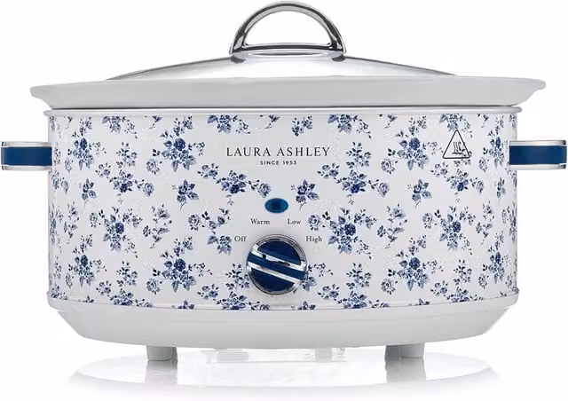 Laura Ashley VQ 3L Slow Cooker in White and Multicolour with Ceramic Pot and Keep Warm Function – 1