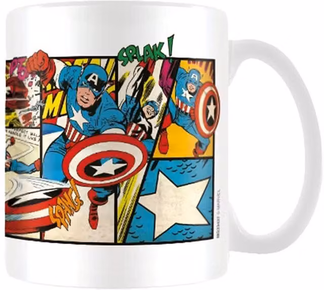 Marvel Captain America Panel Ceramic Mug in White, 325 ml