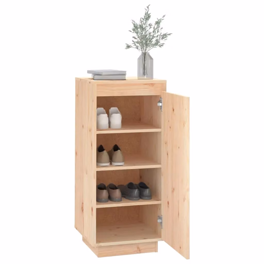 Berkfield Home Solid Pine Wood Shoe Cabinet in Brown, W/D/H: 35 x 35 x 80 cm – 2