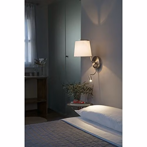 Faro Barcelona Berni 29331 LED Wall Light with Silver Metal Body and White Fabric Shade – 3