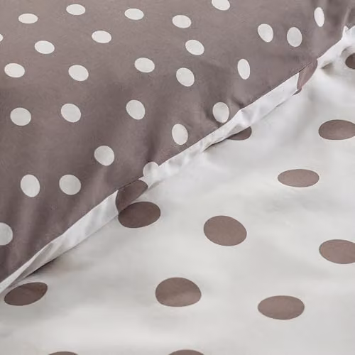 Catherine Lansfield Reversible Polka Dot Single Duvet Cover and Pillowcase Set, Brown, Duvet Cover: 135 x 200 cm, Pillowcase: 50 x 75 cm – 3