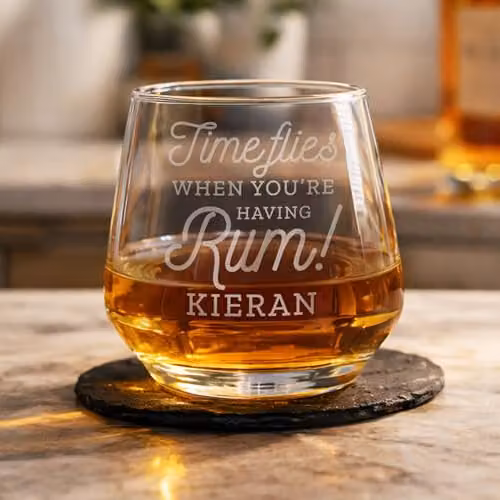 Personalised Memento Company Time Flies When You're Having Rum Tumbler in Transparent Glass