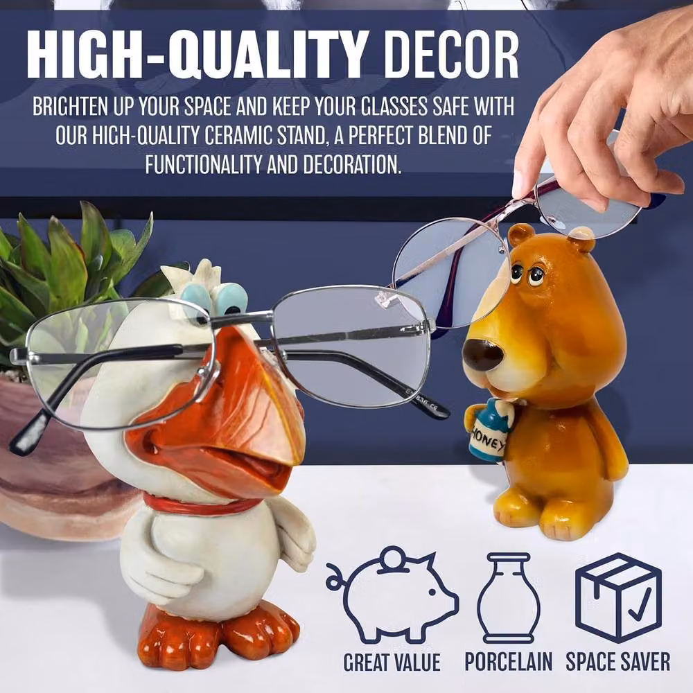 BARGAINS-GALORE Chef Novelty Glasses Holder Stand, Multicolour Ceramic and Glass Tabletop Decoration – 4