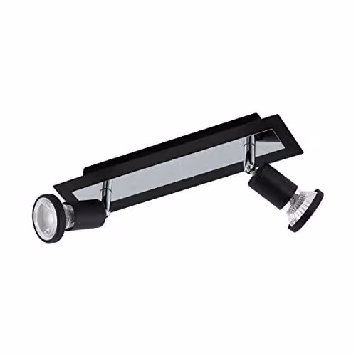 Loops Modern Black Chrome 2-Spot Wall and Ceiling Mounted Sconce for Living Rooms, Dining Rooms and Hallways, GU10 LED Compatible