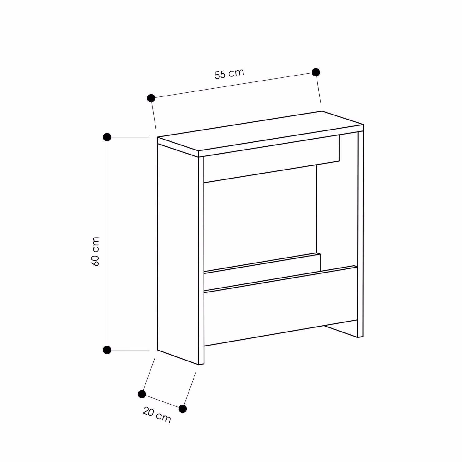Decortie Simpi Modern 2-Tier Side Table in Black, W/D/H: 60 x 20 x 55 cm – 5