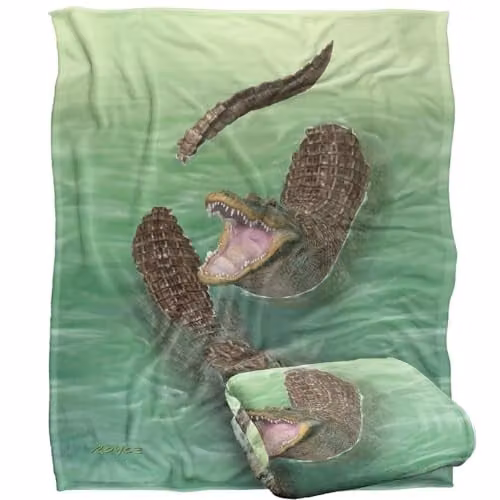 JQ Licensing Royce Mcclure Swamp Alligators Silky Touch Super Soft Throw Blanket, White, W/D/H: 152 x 127 cm – 1