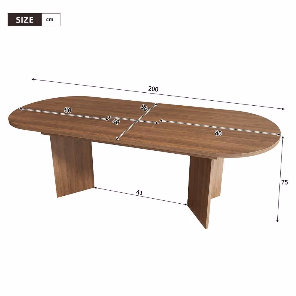 Rolipo Extendable Walnut Dining Table in Brown, Oval MDF Design for 6-8 People – 2