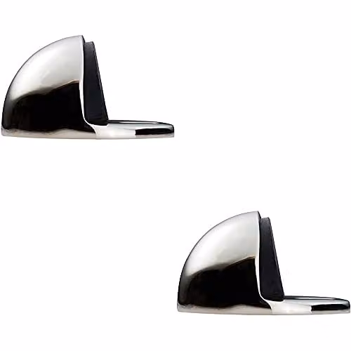Loops 2 Pack Floor Mounted Oval Doorstop in Polished Nickel Silver
