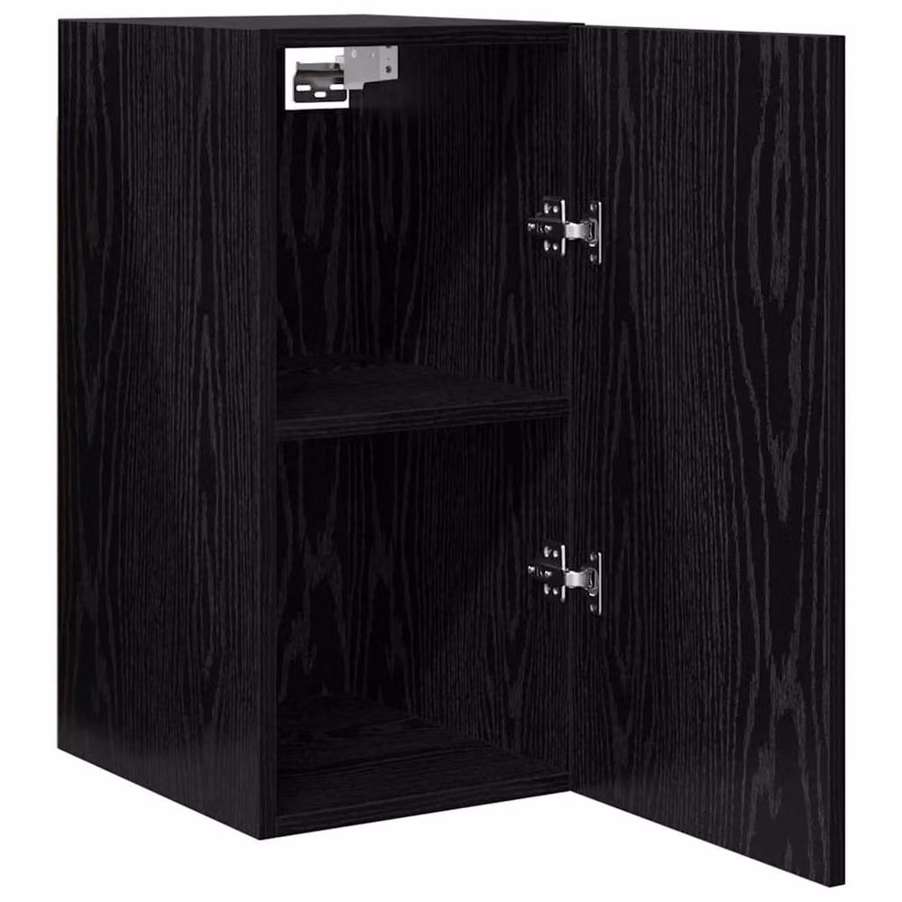 Berkfield Home Modern Wall-Mounted TV Unit with Storage and Hinged Doors in Black – 3