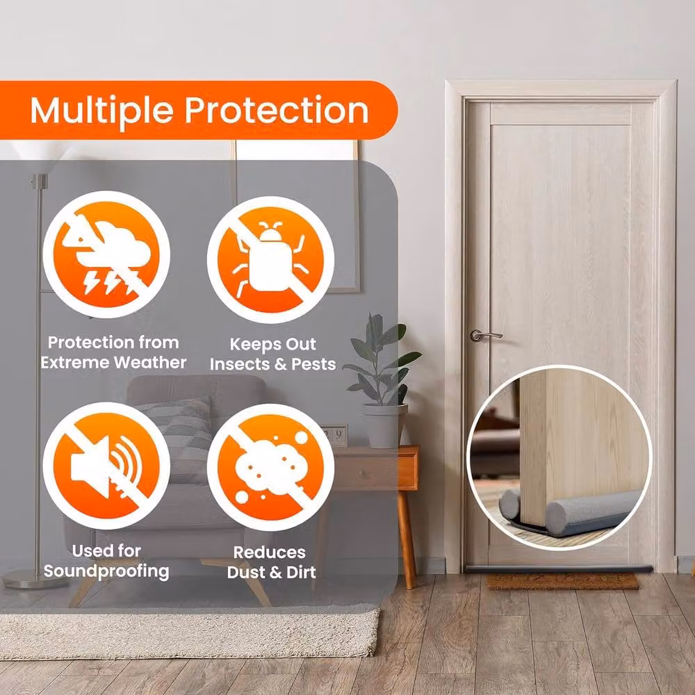 Volila 3-Pack Double Sided Grey Door Bottom Draught Excluder – 7