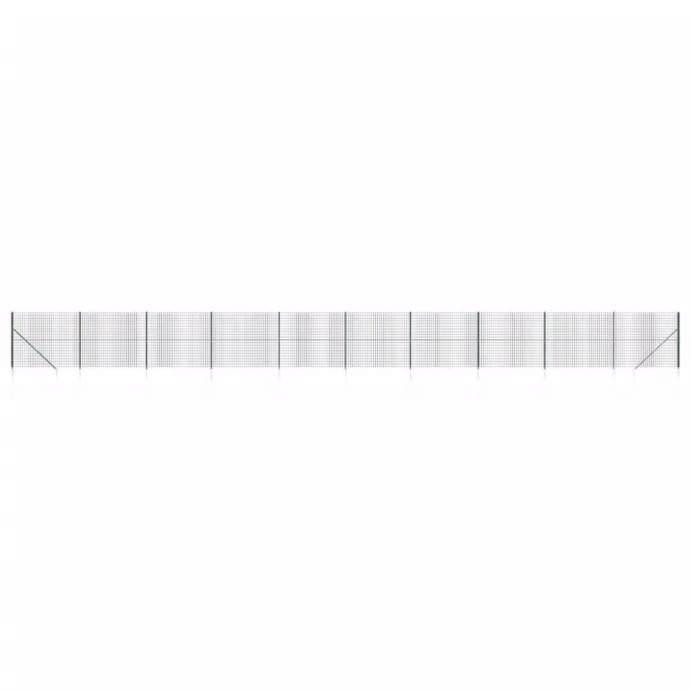 Berkfield Home Durable Green PVC Coated Wire Mesh Fence with Spike Anchors H: 140 cm, L: 25 m – 2