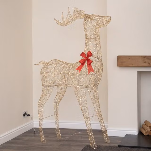 Samuel Alexander 2m Gold Twist Standing Christmas Stag with 1000 Warm White LEDs – 1