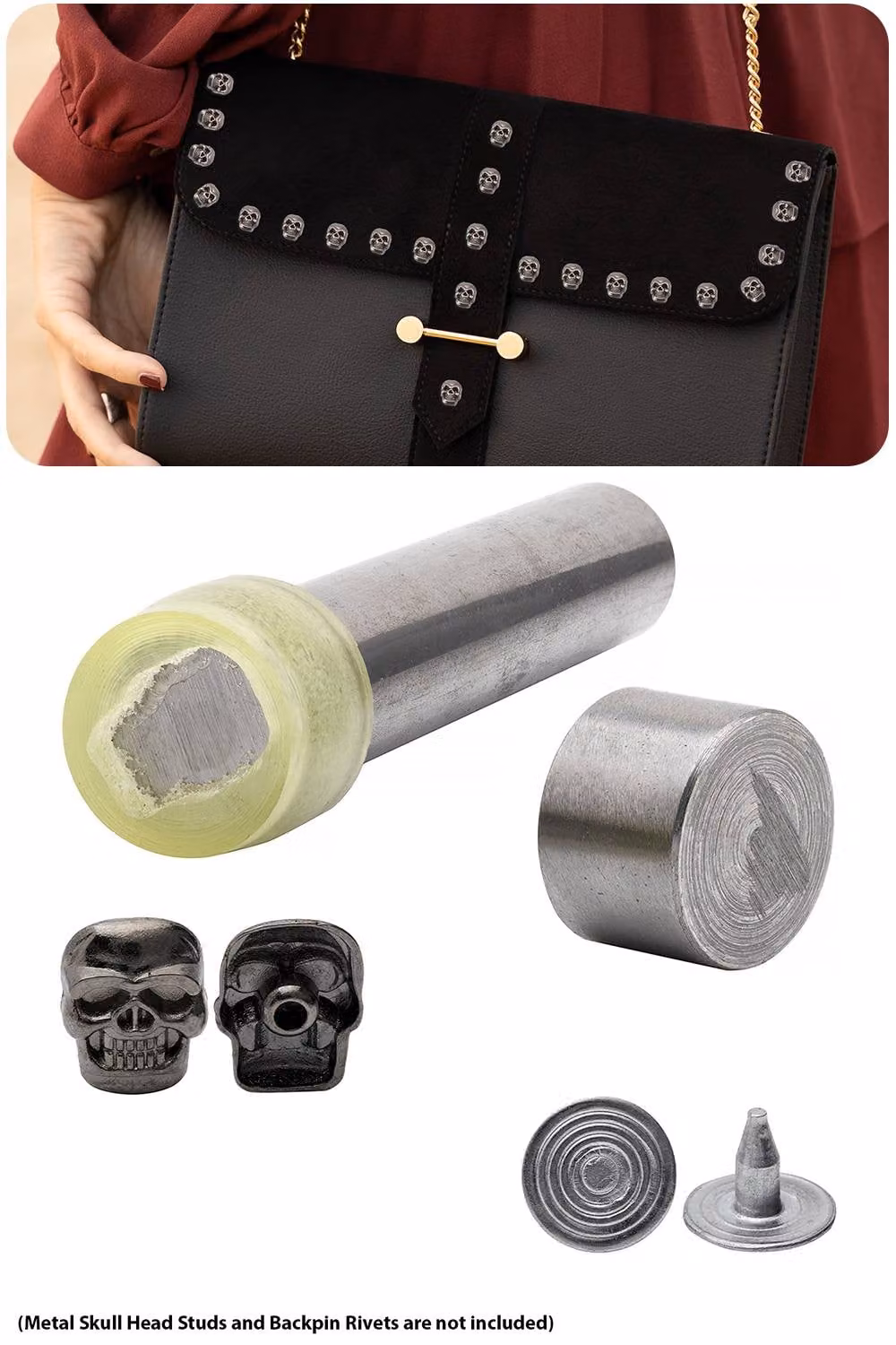 Neel Blue Silver Skull Head Rivets 9x15mm Iron Fixing Hand Tool Set – 3