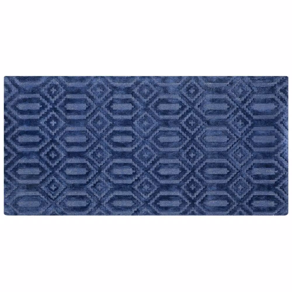 Wyld and Coco Blue and White Geometric Viscose Hand-Woven Flatweave Rectangular Rug W: 80 cm, L: 150 cm – 3