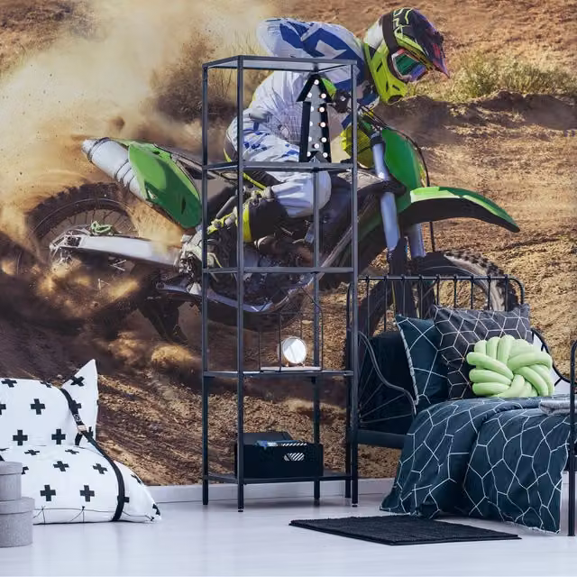 Walltastic Motocross Sporty Wall Mural in Multicolour and Brown, W: 304.8 cm, H: 243.84 cm