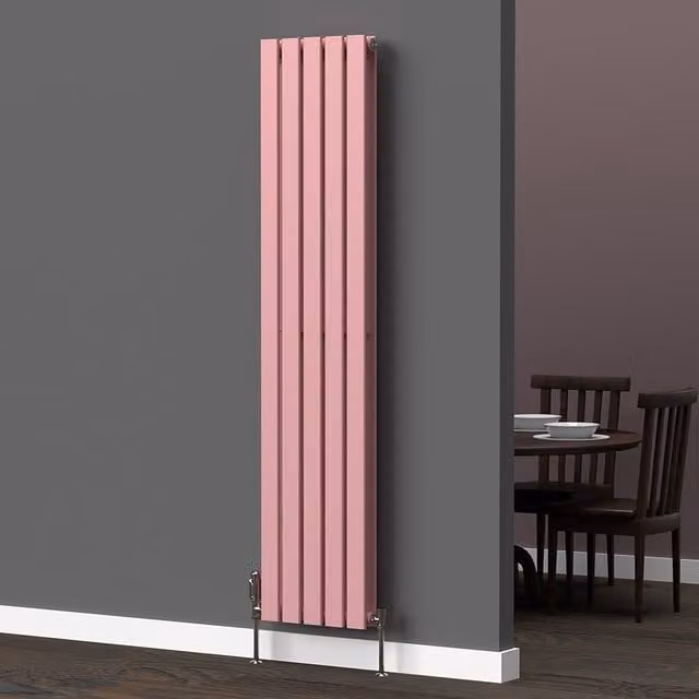 Lux Heat Flat Coloured Vertical Steel Radiator in Pink, H 160 cm x W 35 cm