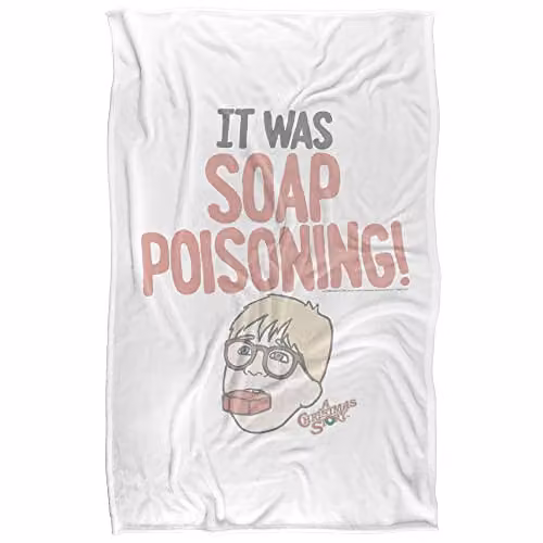 Warner Bros. A Christmas Story Ralphie It Was Soap Poisoning Super Soft Fleece Throw Blanket, W/D/H: 91 x 147 cm
