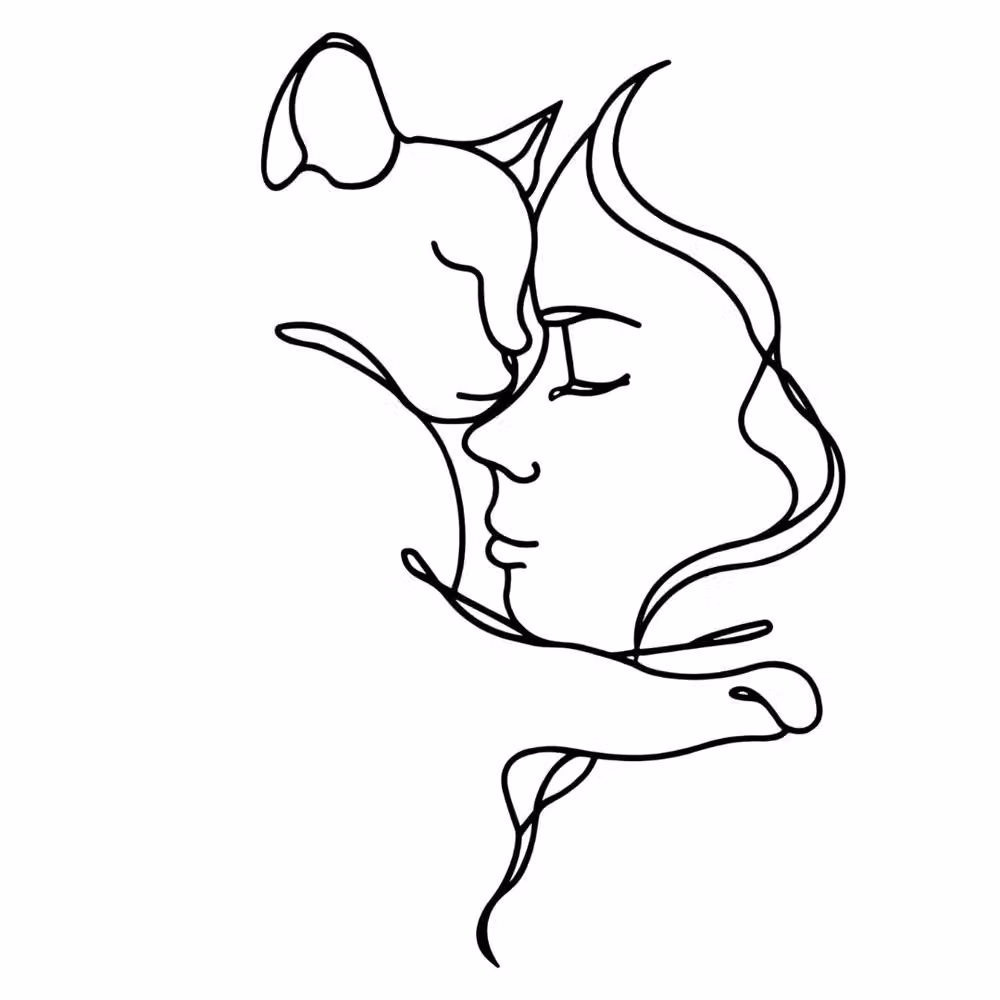 Decortie Woman and Cat Metal Line Art Wall Decor, Black, 70 cm – 2