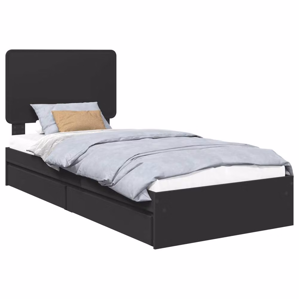 Berkfield Home Modern Storage Bed with Headboard and Drawers in Black, W/D/H: 190 x 75 x 75 cm – 2