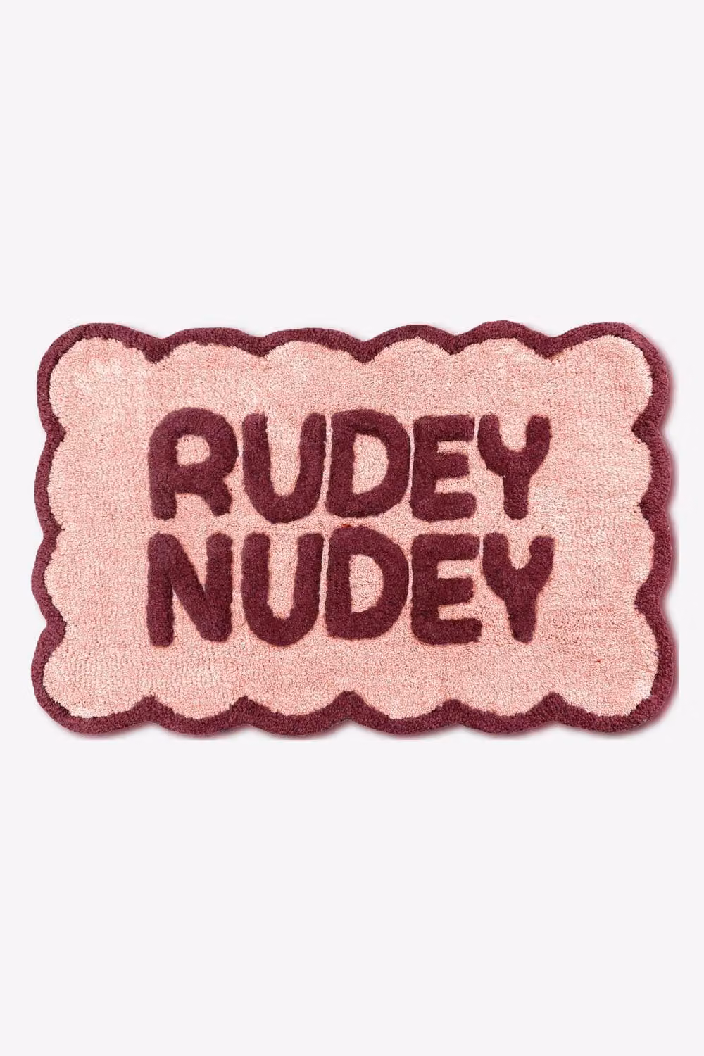 Mooky Mats Rudey Nudey Slogan Scalloped Non-Slip Bath Mat in Burgundy – 3