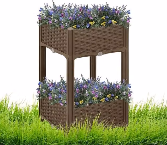 Nordara 2 Tier Brown Raised Garden Planter W/D/H: 100 x 40 x 83 cm