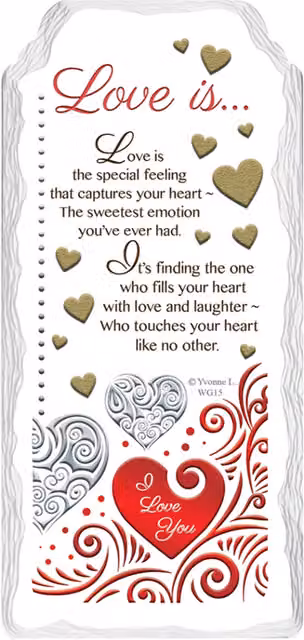 Sensations Love Is... Sentimental Handcrafted Ceramic Hanging Plaque in Multicolour and White