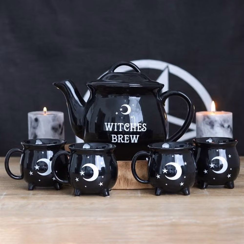 Uniqueful Witches Brew Ceramic Cauldron Tea Set in Black – 2