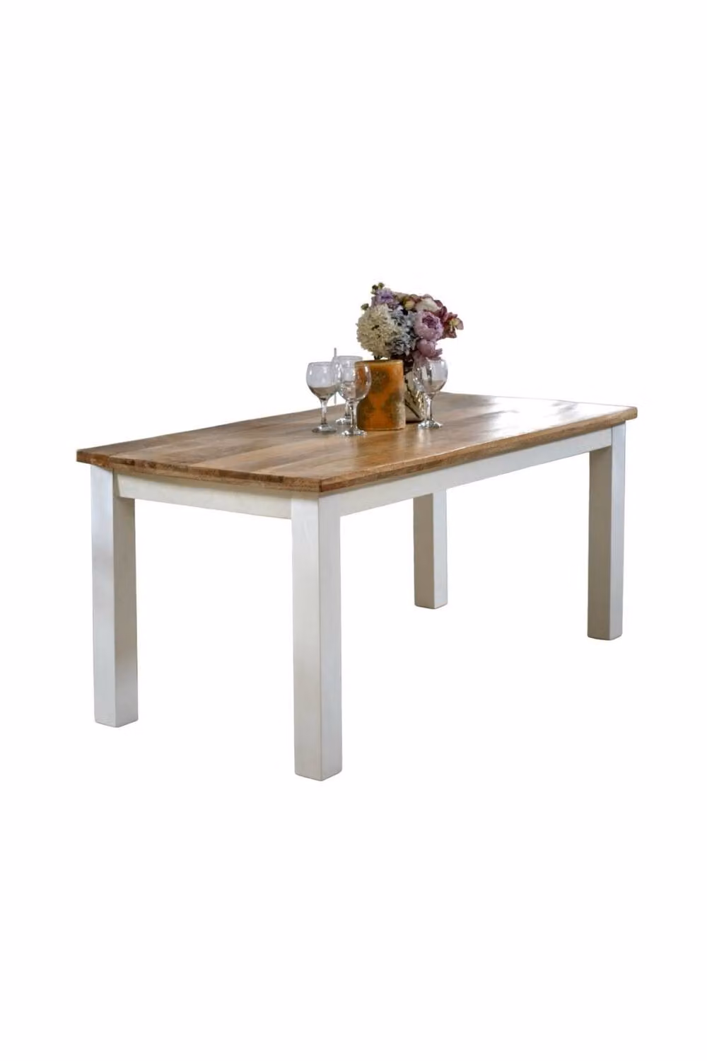 IH Design Washington White Solid Mango Wood Rectangular Dining Table W: 170 cm, D: 85 cm, H: 76 cm – 2