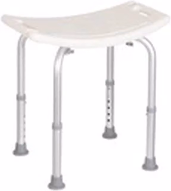 Kelvenix Non-Slip Shower Stool in White with Height Adjustable Legs and Drainage Seat – 1