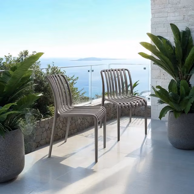 TECTAKE Alcudia Stackable Garden Chairs in Anthracite Grey