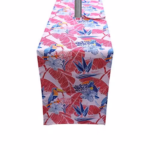 Alan Symonds Toucan Parrot Water Repellent Outdoor Table Runner in Red, Pink and Multicolour – 2
