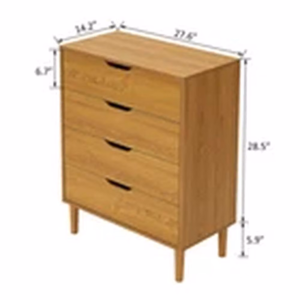 EONLION Oak Chest of 4 Drawers Bedroom Storage Bedside Table in Light Oak, W/D/H: 70.0 x 26.5 x 87.5 cm – 2