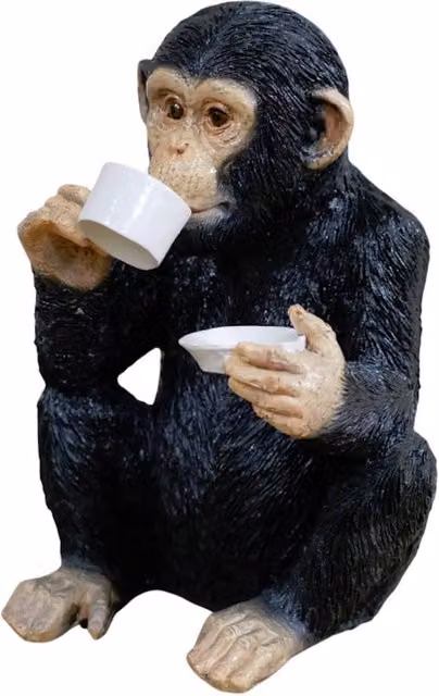 Gifts Direct 2 U Tea Drinking Monkey Ornament, Multicolour Resin Animal Tabletop Statue – 4