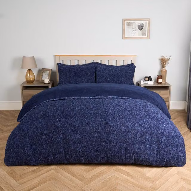 OHS Hygge Blue Polyester Duvet Cover and Pillowcase Set