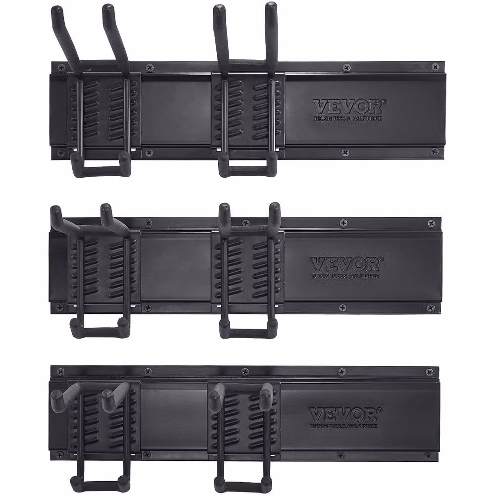 VEVOR Heavy Duty Wall Mount Steel Tool Organizer in Black with 6 Adjustable Hooks – 9