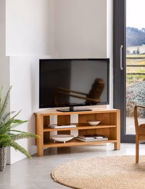Gallery Direct Sonoma Corner TV Unit in Brown Oak Wood and MDF