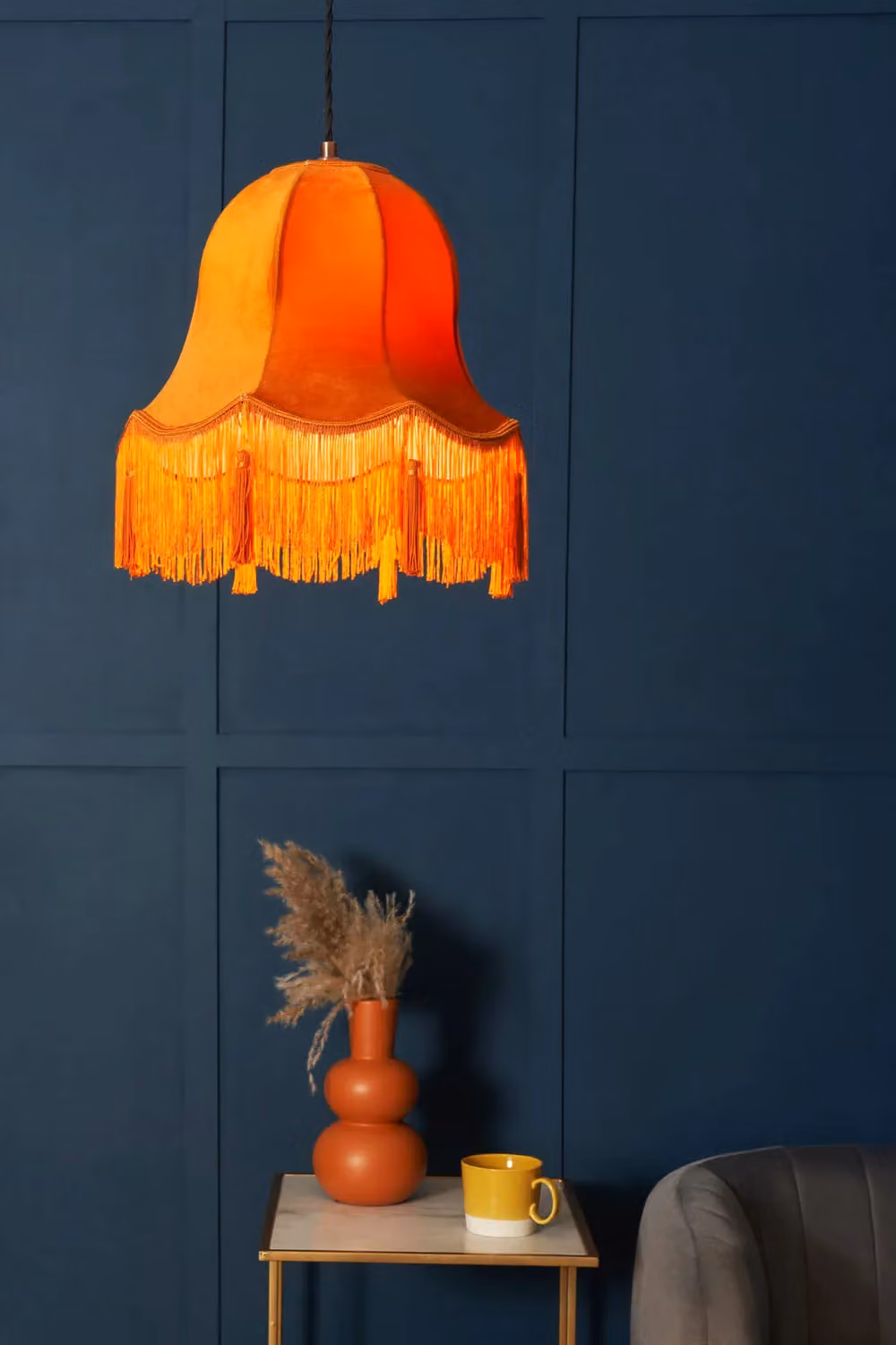 BHS Lighting Rosemary Easy Fit Orange Fabric Dome Light Shade – 2