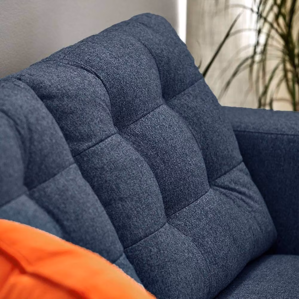 Furnishings For Less UK Smart Hackney Fabric Sofa Suite, 3 Seater and 2 Seater Set in Sapphire Blue or Pewter Grey – 4