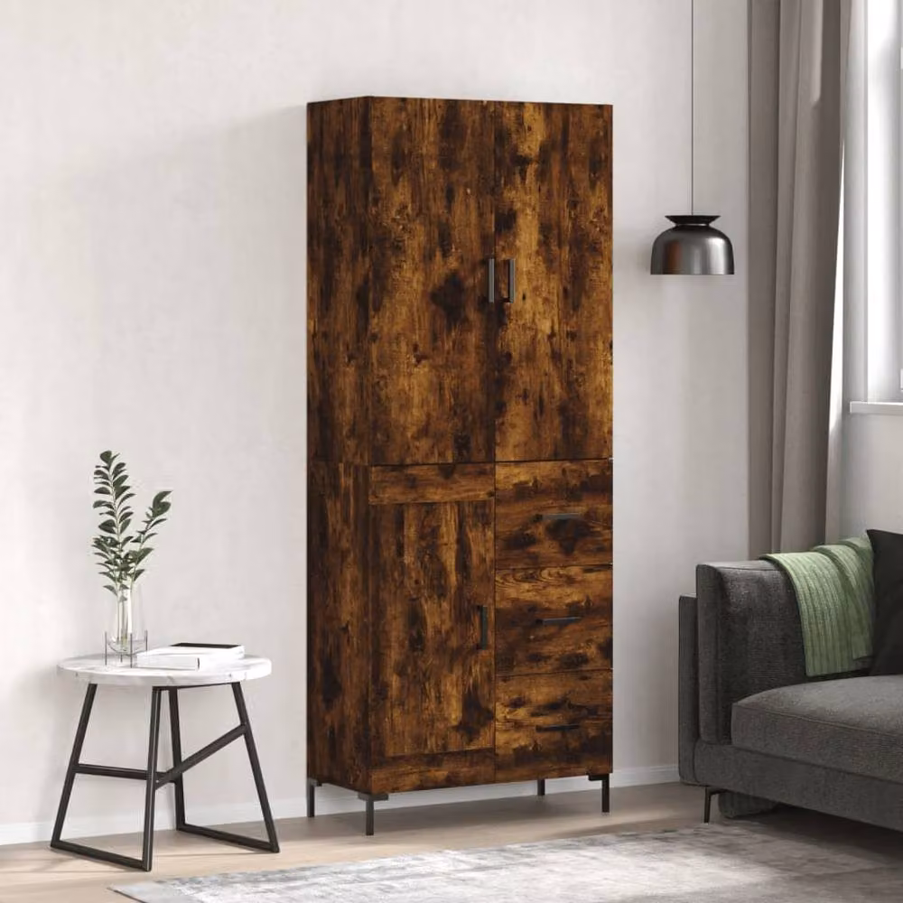 Berkfield Home Smoked Oak Highboard in Brown, W: 69.5 cm, D: 34 cm, H: 180 cm – 2