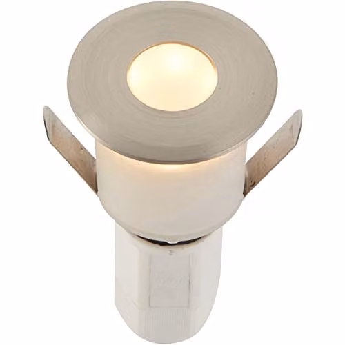 Loops Recessed Warm White LED Decking Guide Light, Silver Aluminium and Plastic, IP67 Rated