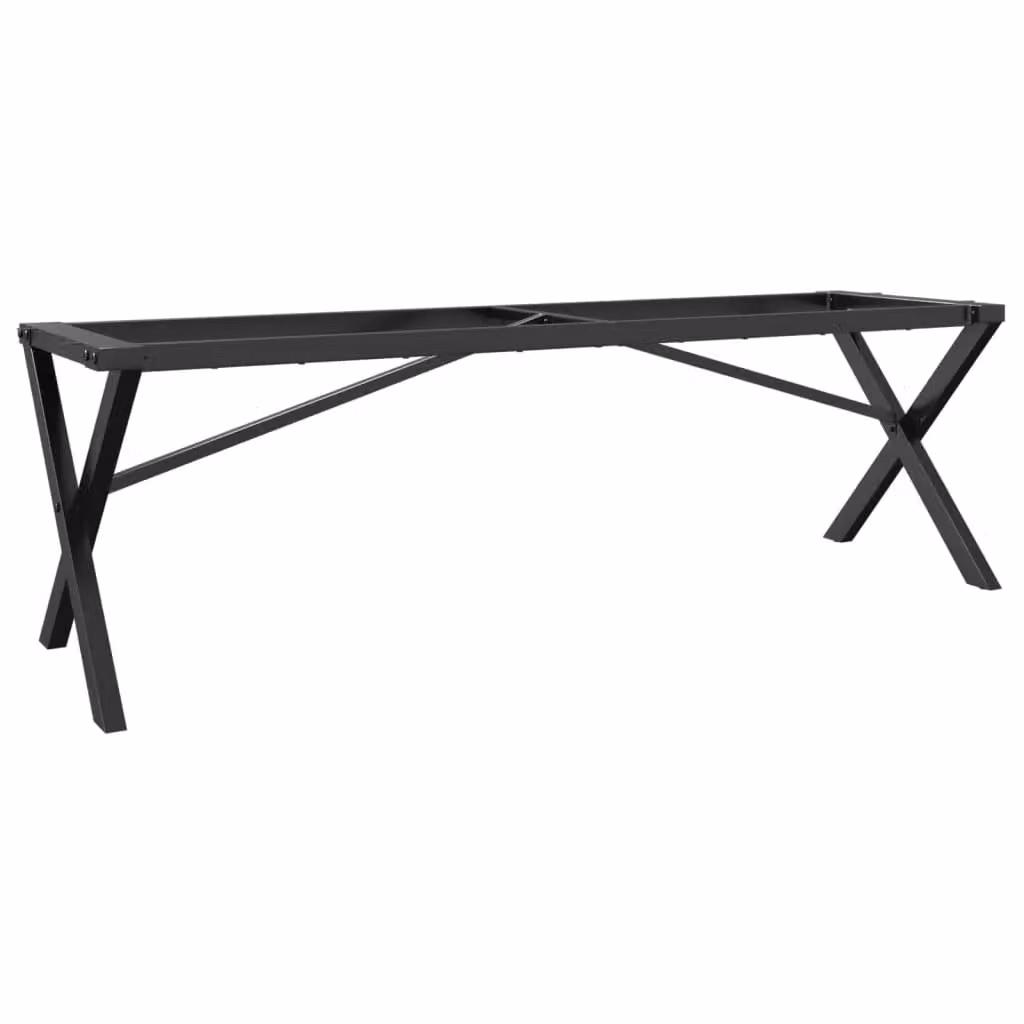 Berkfield Home X-Frame Coffee Table Legs in Black Cast Iron, W: 140 cm, D: 30 cm, H: 43 cm – 1