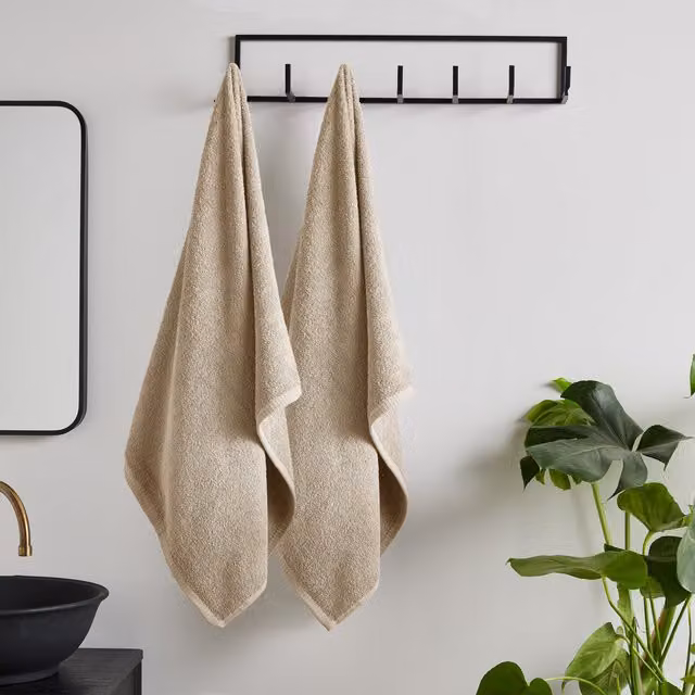 Catherine Lansfield Quick Dry Cotton Bath Sheet Pair in Beige