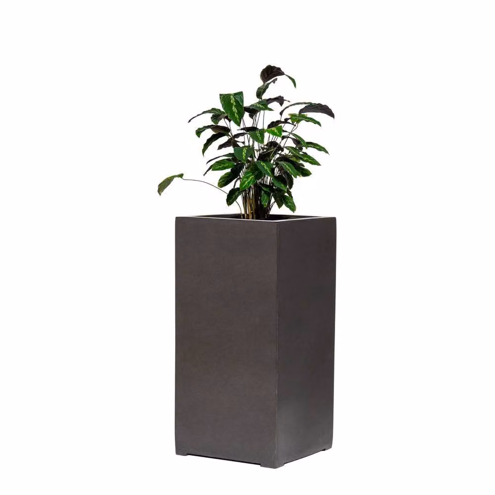 Primrose Metallic Grey Polystone Tall Square Cubic Planter H 80 cm – 2