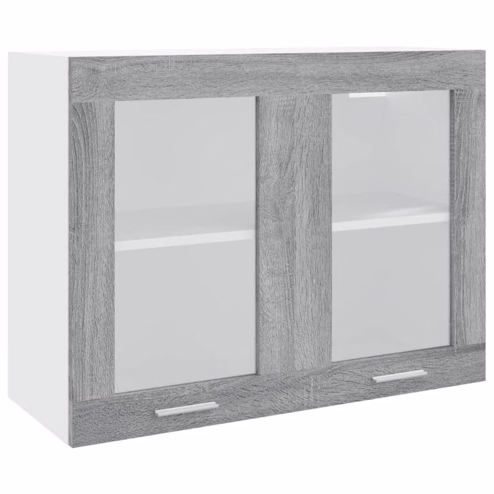 Berkfield Home Grey Sonoma Hanging Glass Cabinet with Glass Doors, W/D/H: 80 x 31 x 60 cm – 2