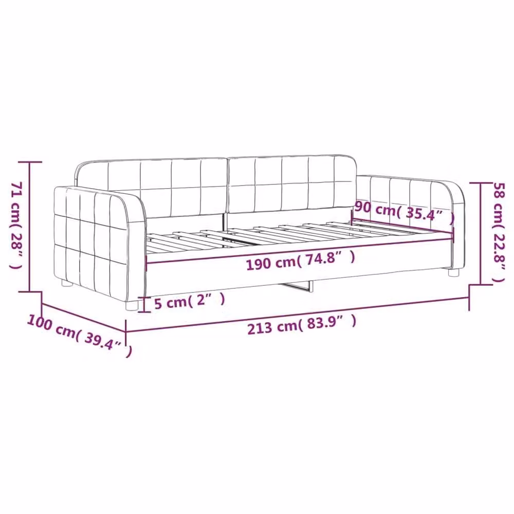 Berkfield Home Velvet Day Bed in Light Grey, W/D/H: 90 x 190 cm – 2