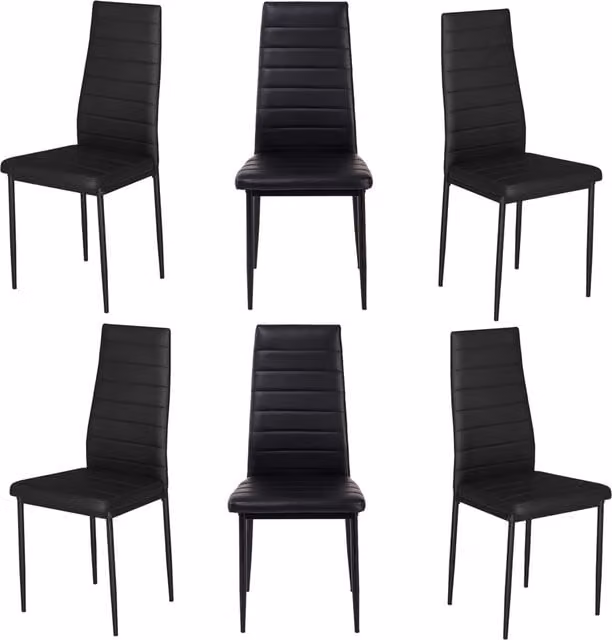 Set of 6 Modern Black Faux Leather Dining Chairs by THE HOT SALE