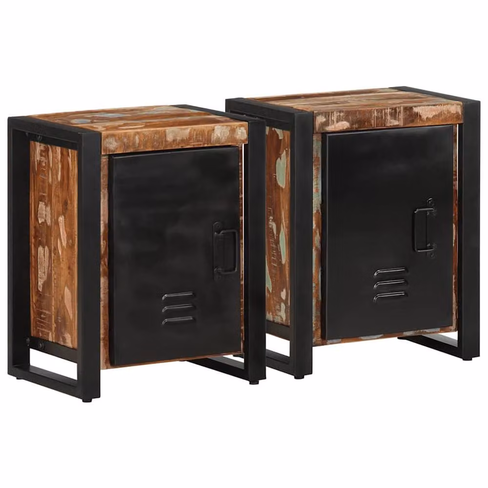 Berkfield Home Set of 2 Rustic Mango Wood Bedside Cabinets in Multicolour – 2