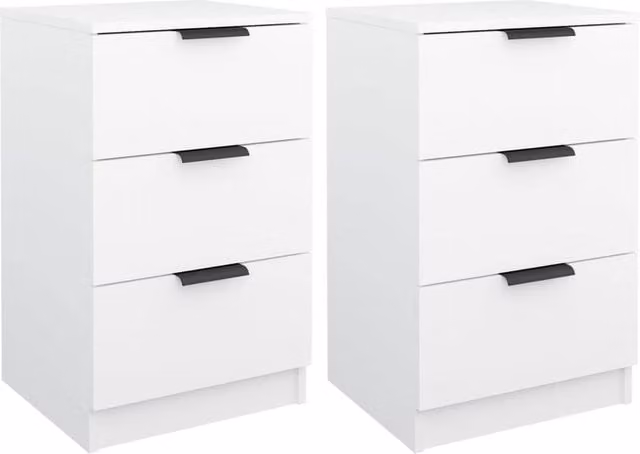 Berkfield Home Set of 2 White Modern Bedside Cabinets, W/D/H: 40 x 36 x 65 cm – 1