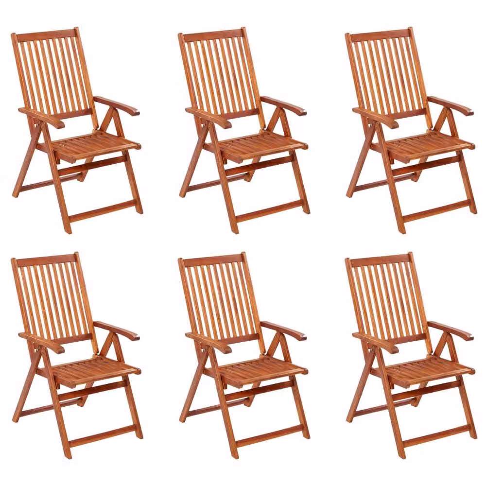 Berkfield Home Set of 6 Folding Garden Chairs in Brown Oiled Acacia Wood – 2